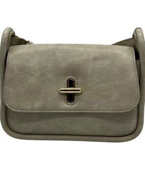 MMS Gray Leather Crossbody Bag